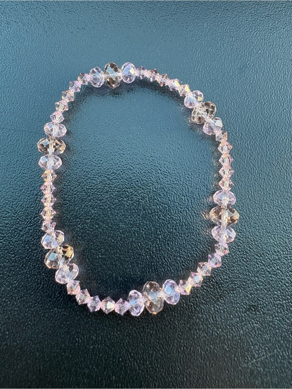 Crystal Bead Stretch Bracelet - Pink Iridescent